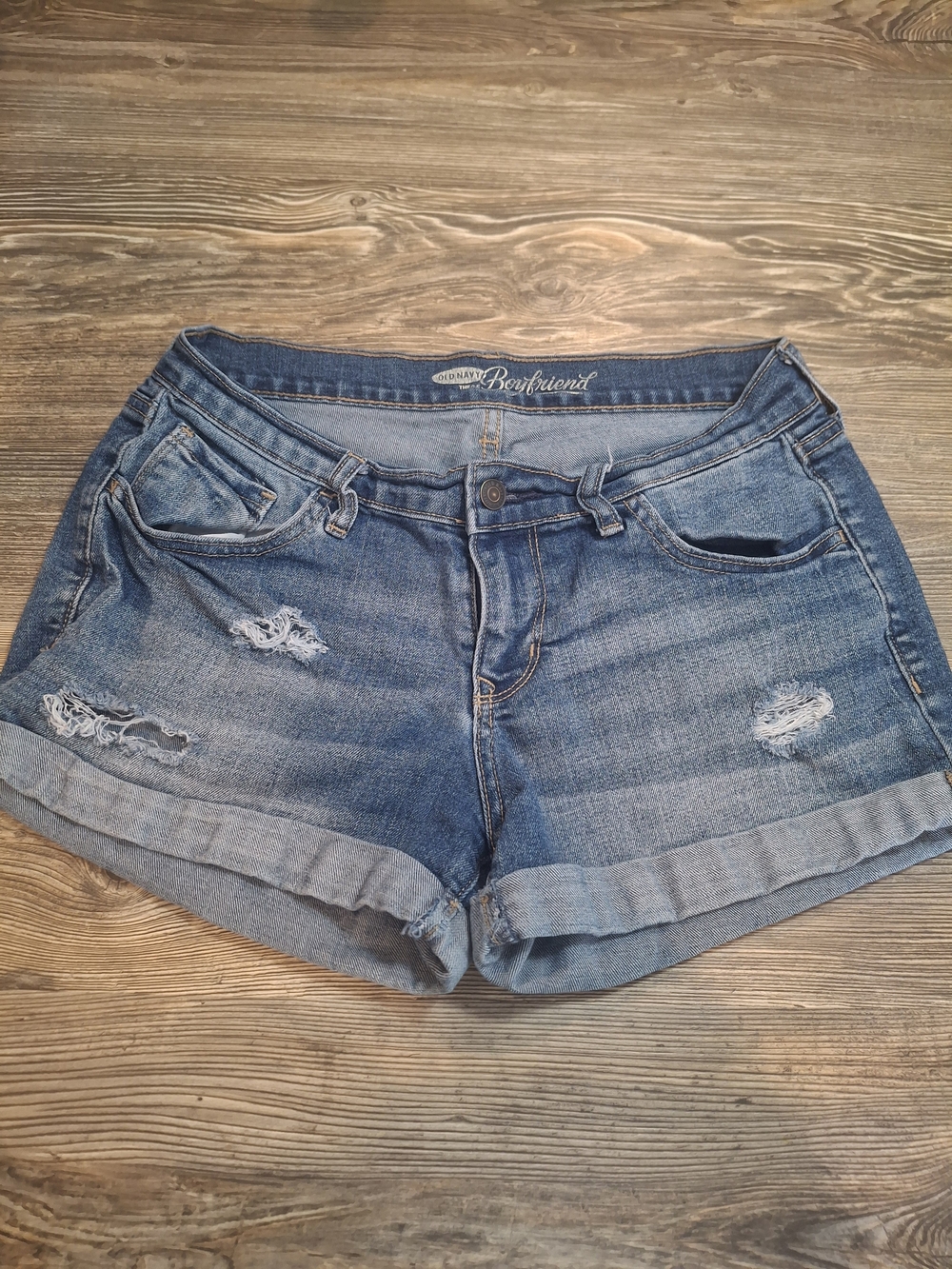 Old Navy Blue Distressed Boyfriend Jean Shorts